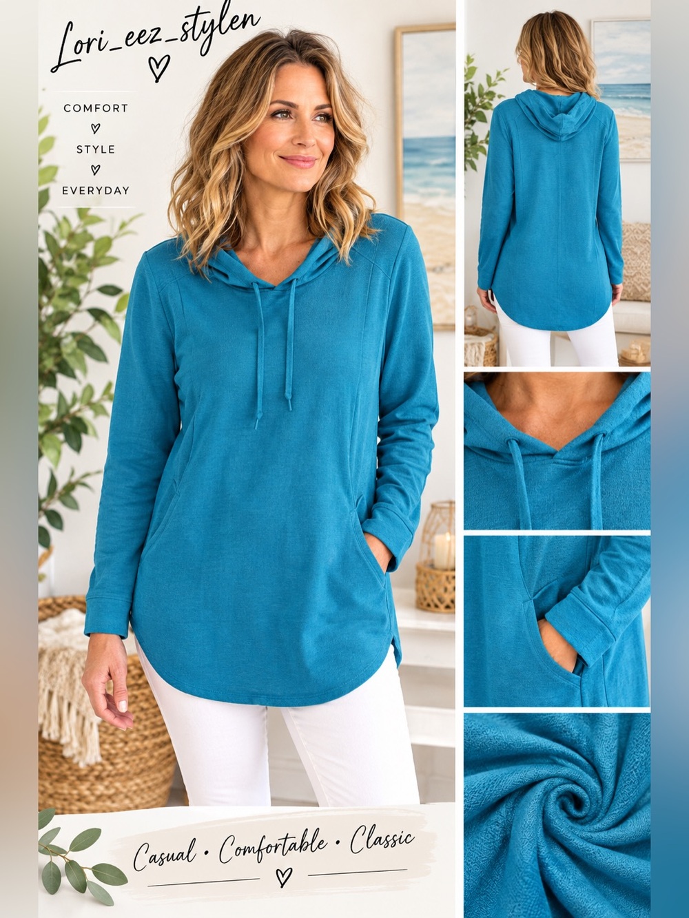 Roots Teal Hooded Swim Coverup Tunic
